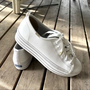KEDS white leather “Triple Up” platform sneaker EUC!